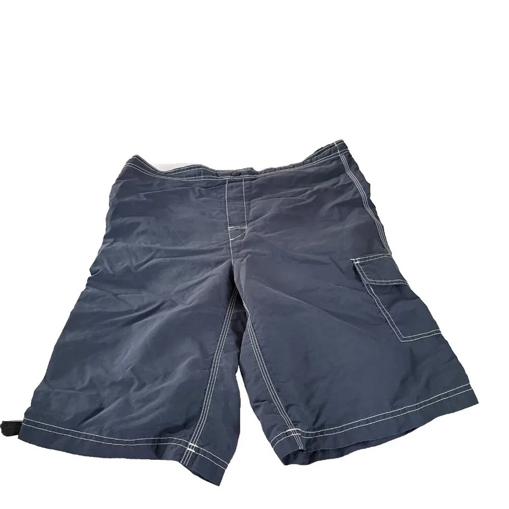 Lands End Boys XL 18-20 Navy Swim Trunks Cargo Pocket Mesh Lined Board‎ Shorts